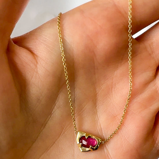 14k Gold Pink Tourmaline Necklace