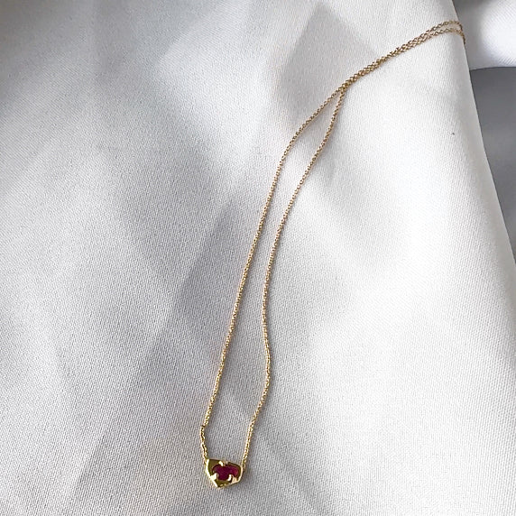 14k Gold Pink Tourmaline Necklace