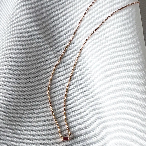 Petite Pink Tourmaline Baguette Necklace