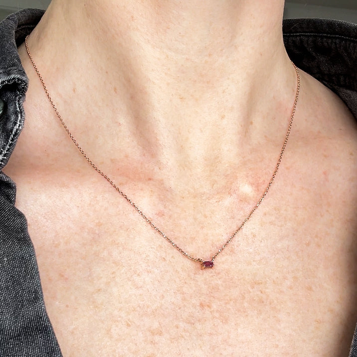 Petite Pink Tourmaline Baguette Necklace