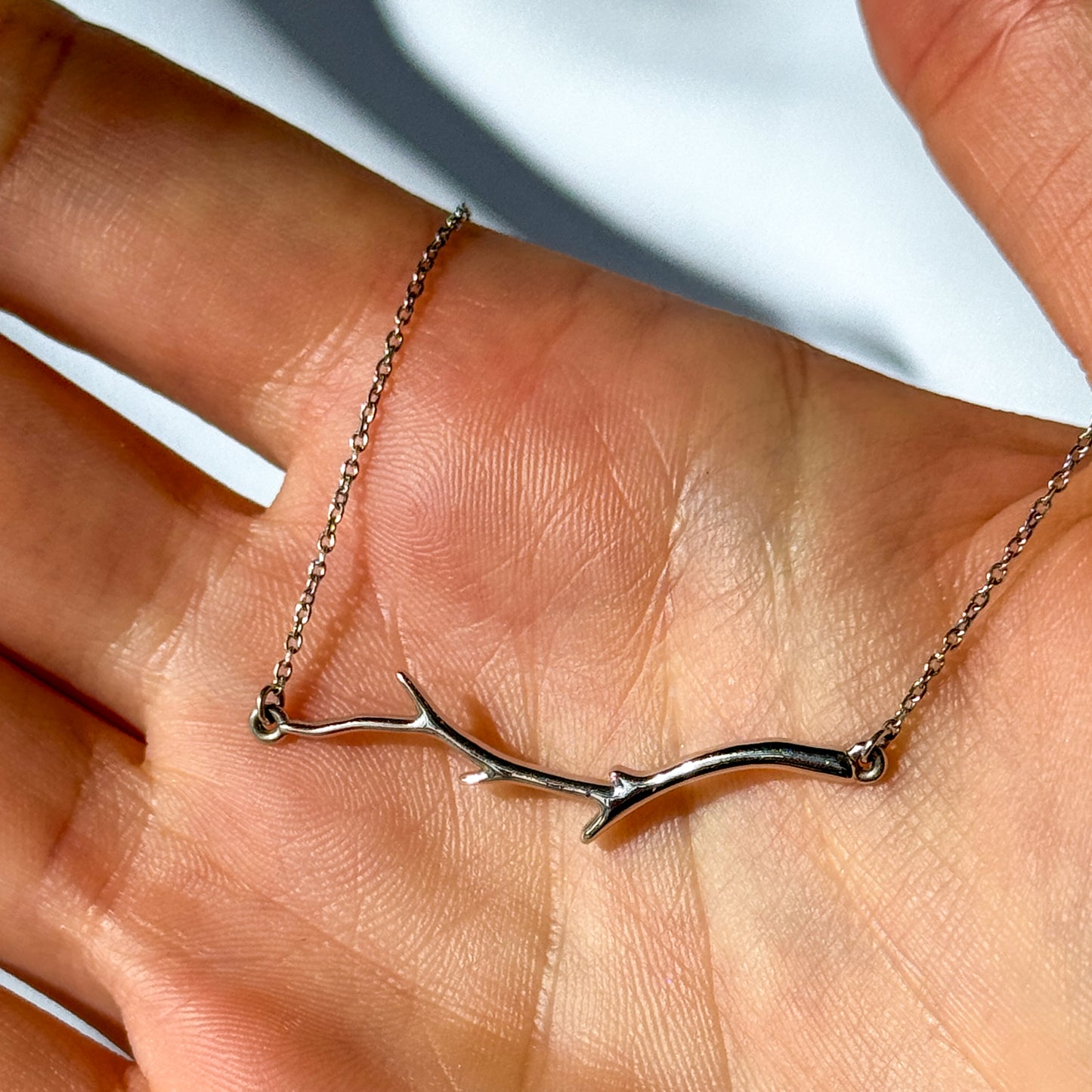 White Gold Branch Necklace