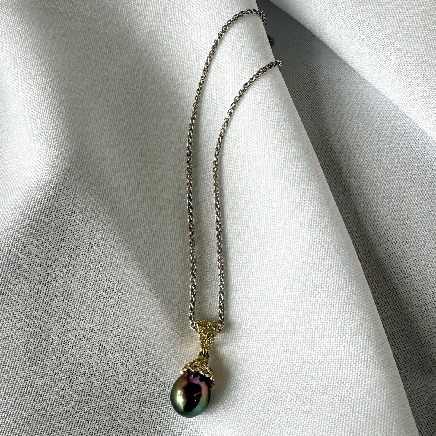 Tahitian Black Pearl and Diamond Pave Pendant