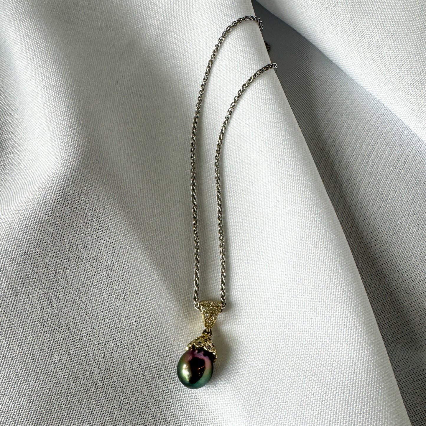 Tahitian Black Pearl and Diamond Pave Pendant