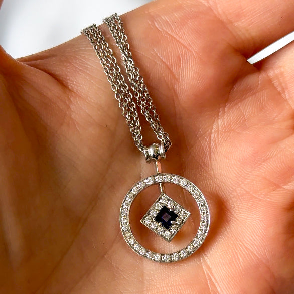 Sapphire and Diamond Pendant Necklace