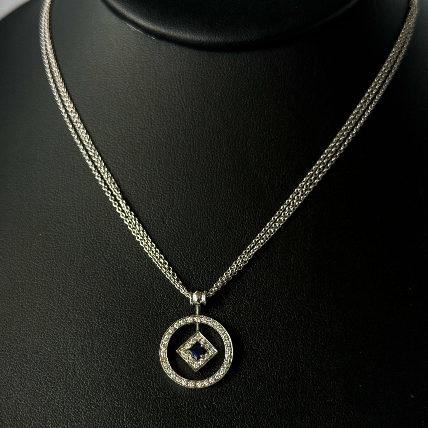 Sapphire and Diamond Pendant Necklace