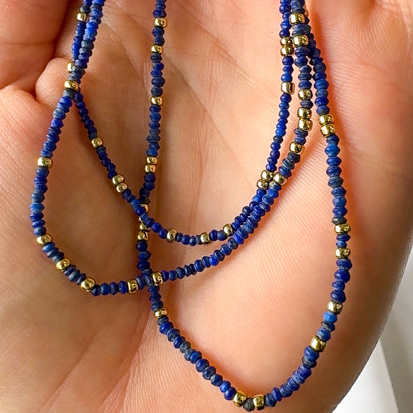 Lapis and Gold Bead Necklace
