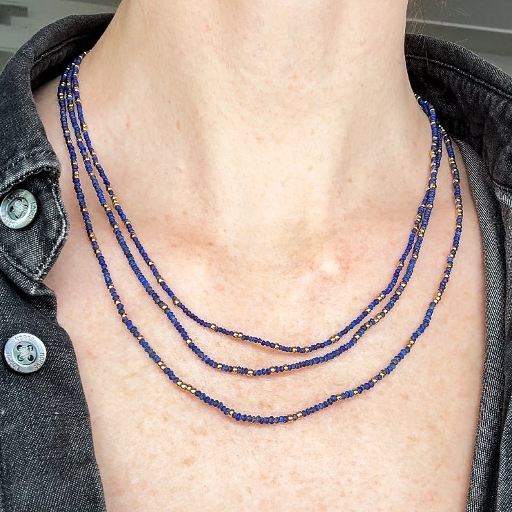 Lapis and Gold Bead Necklace