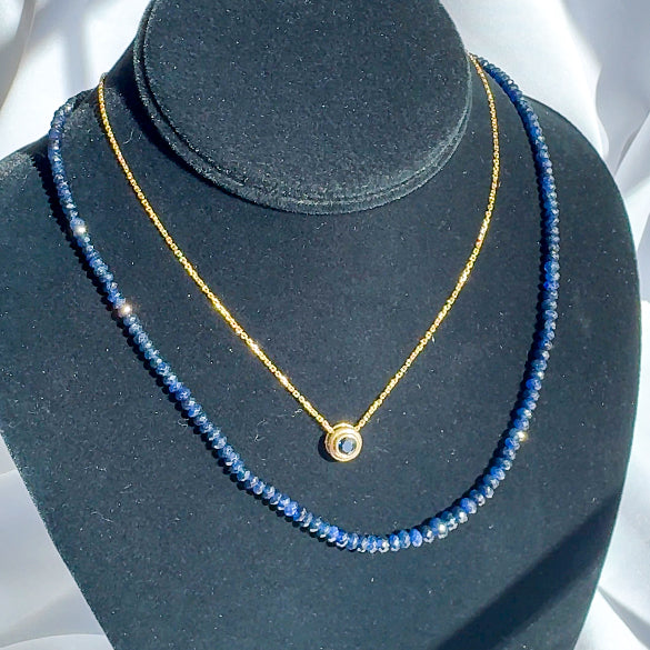 Faceted Blue Sapphire Bead Necklace
