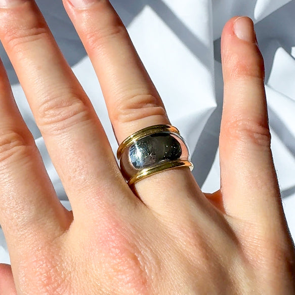 Platinum and Gold Wide Ring