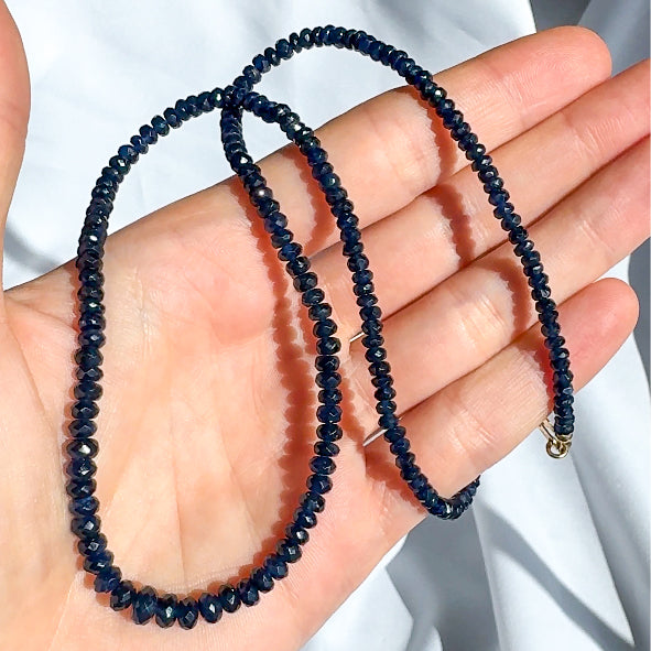 Faceted Blue Sapphire Bead Necklace
