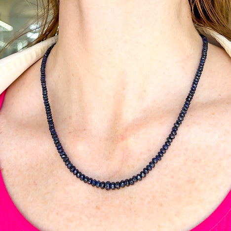 Faceted Blue Sapphire Bead Necklace