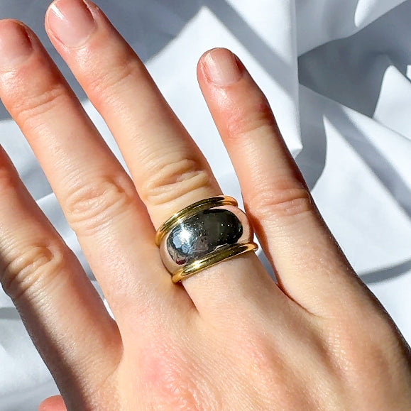 Platinum and Gold Wide Ring