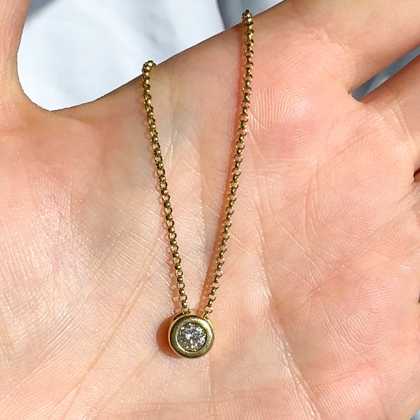 Bezel Set Diamond Solitaire Necklace