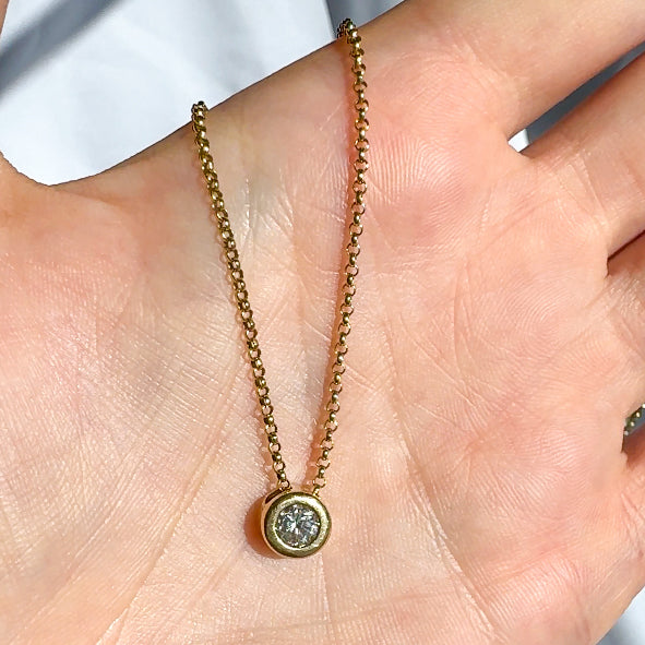 Bezel Set Diamond Solitaire Necklace