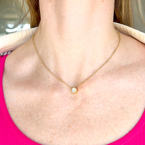 Bezel Set Diamond Solitaire Necklace
