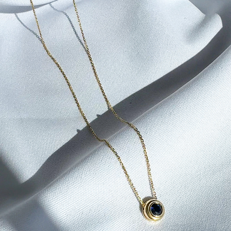 Bezel Set Sapphire Necklace