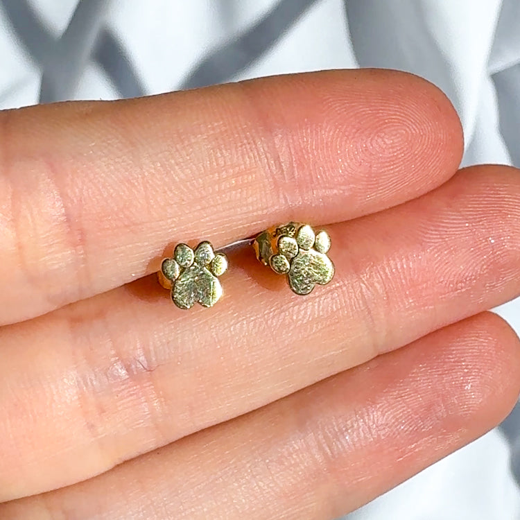 14k Gold Paw Stud Earrings