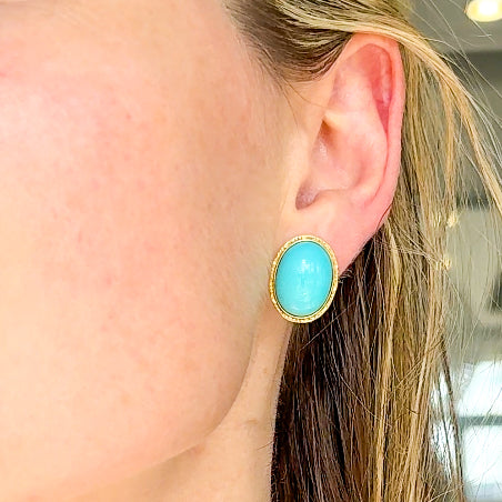 Turquoise Cabochon Earrings