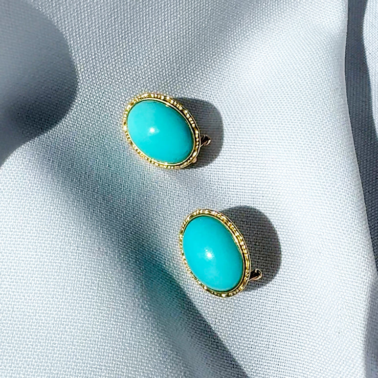 Turquoise Cabochon Earrings