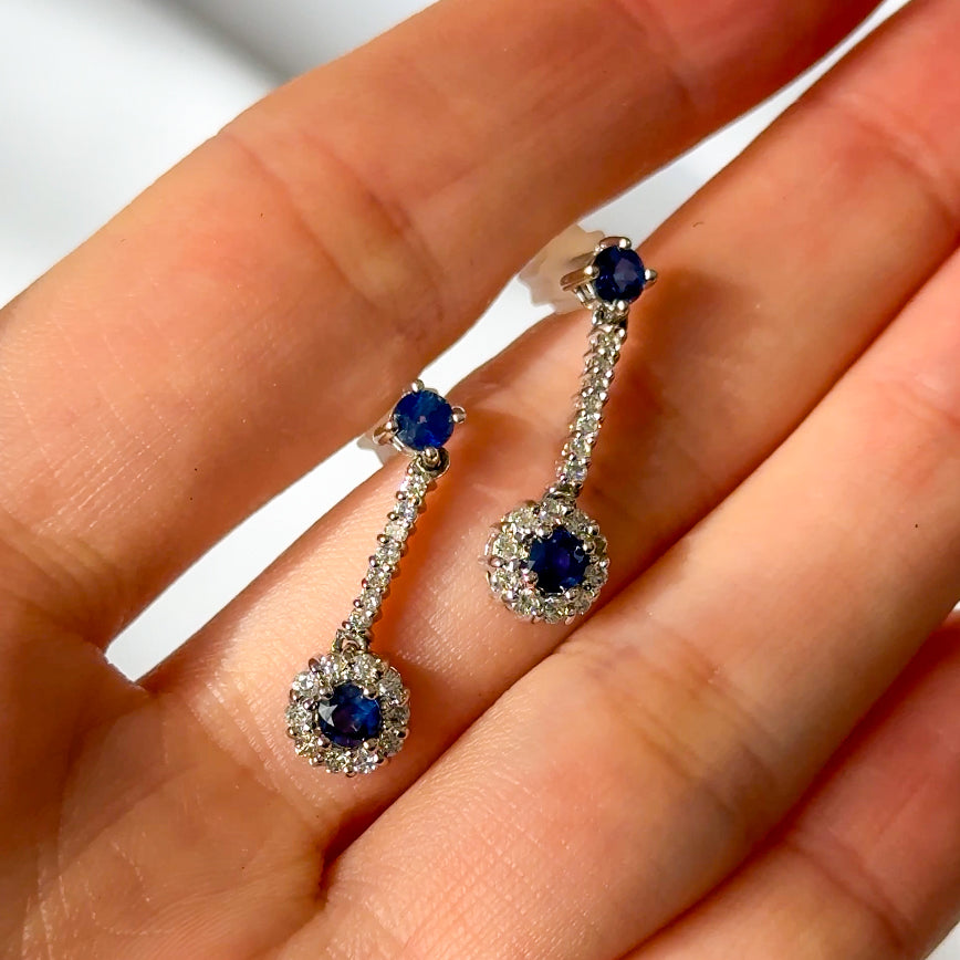 Sapphire and Diamond Drop Earrings