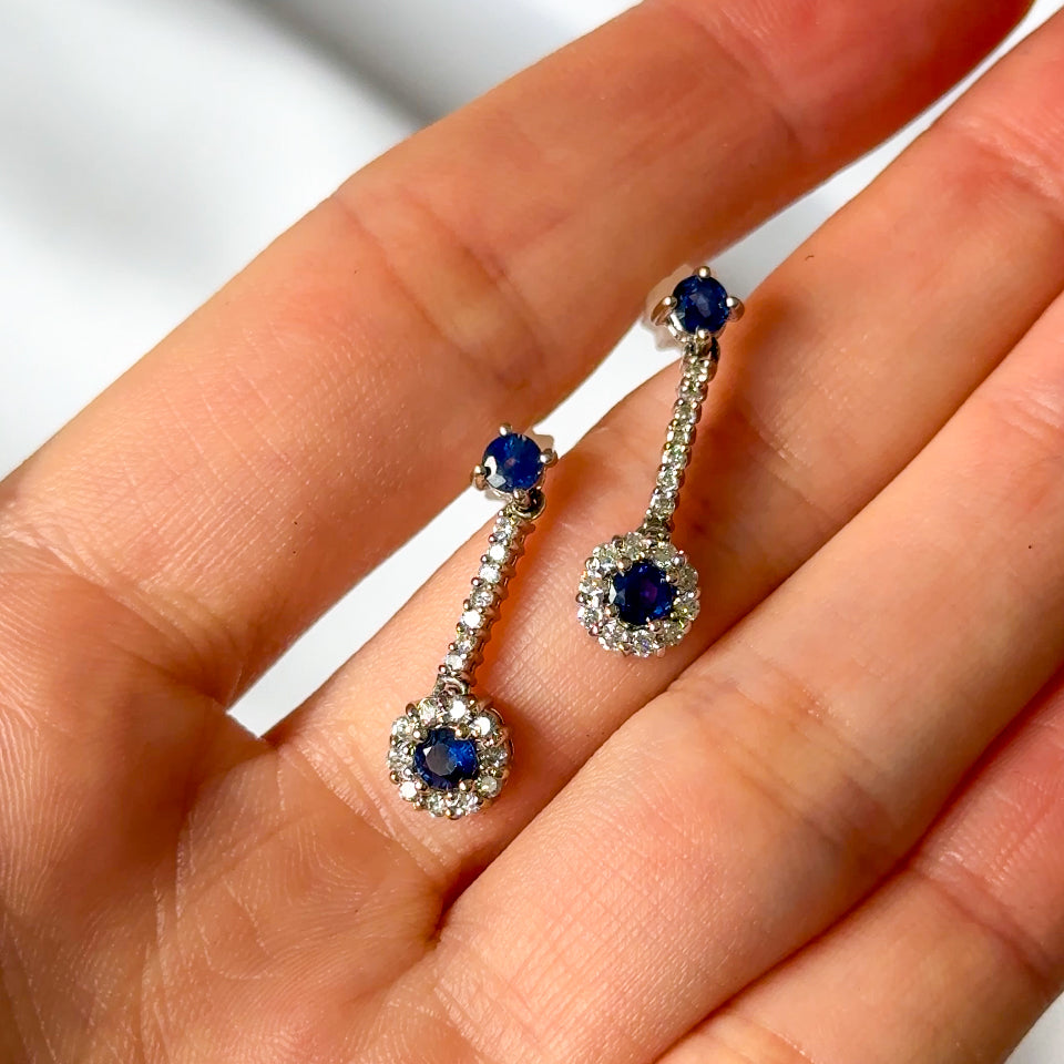 Sapphire and Diamond Drop Earrings