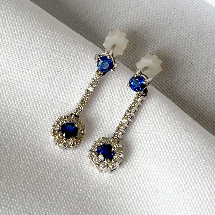 Sapphire and Diamond Drop Earrings