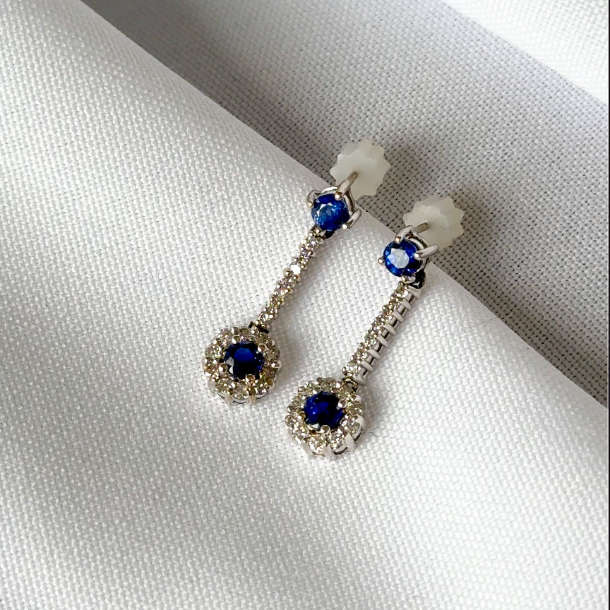 Sapphire and Diamond Drop Earrings