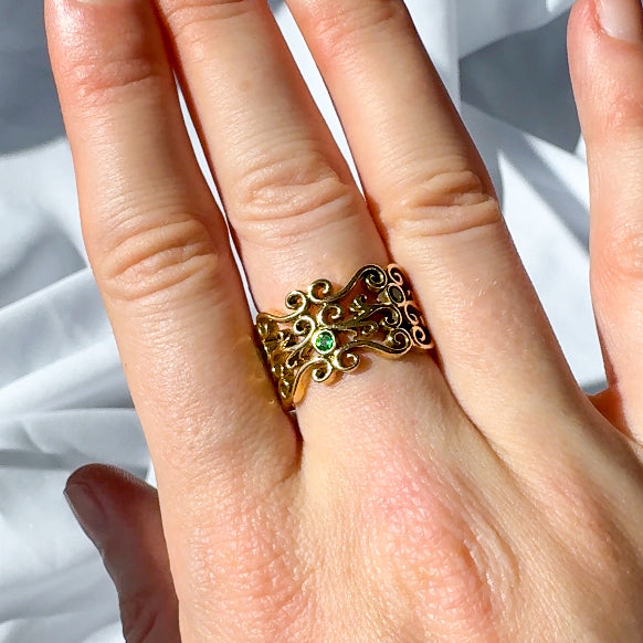 Tsavorite Garnet Swirl Ring