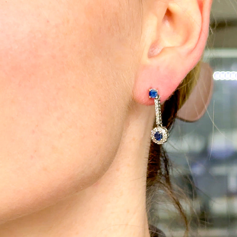Sapphire and Diamond Drop Earrings