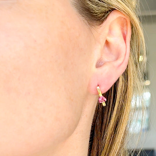 Pink Tourmaline Bar Earrings