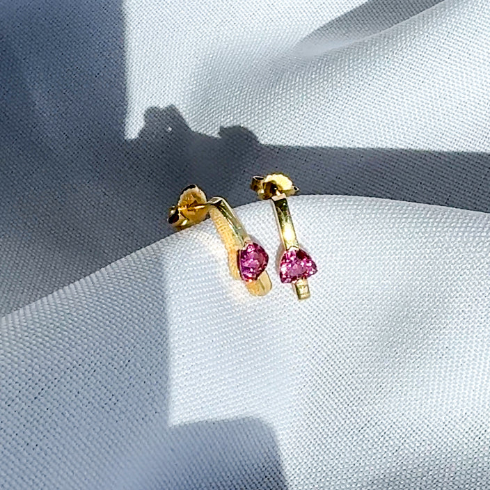 Pink Tourmaline Bar Earrings