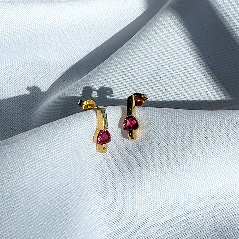 Pink Tourmaline Bar Earrings