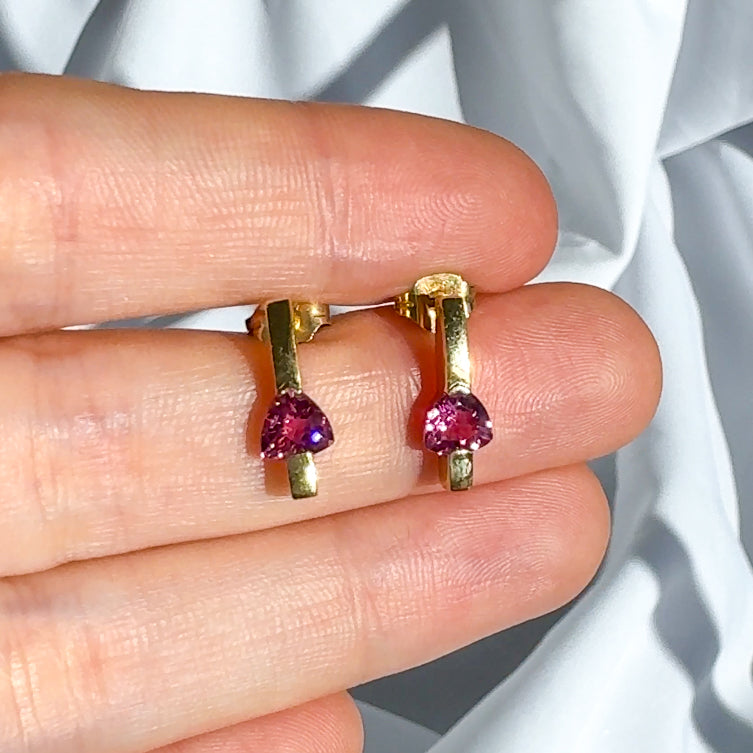 Pink Tourmaline Bar Earrings