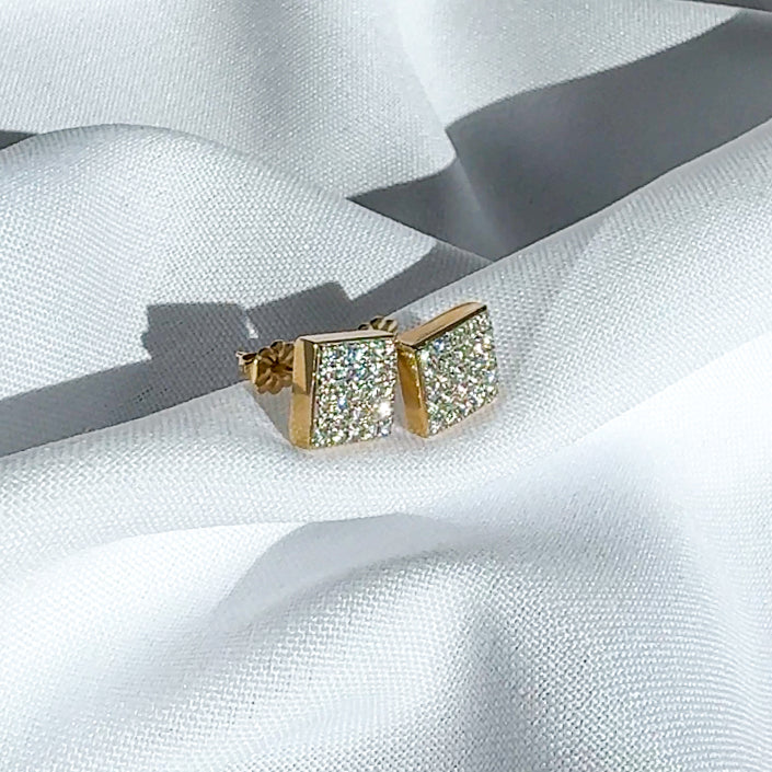 Square Pave Diamond Earrings
