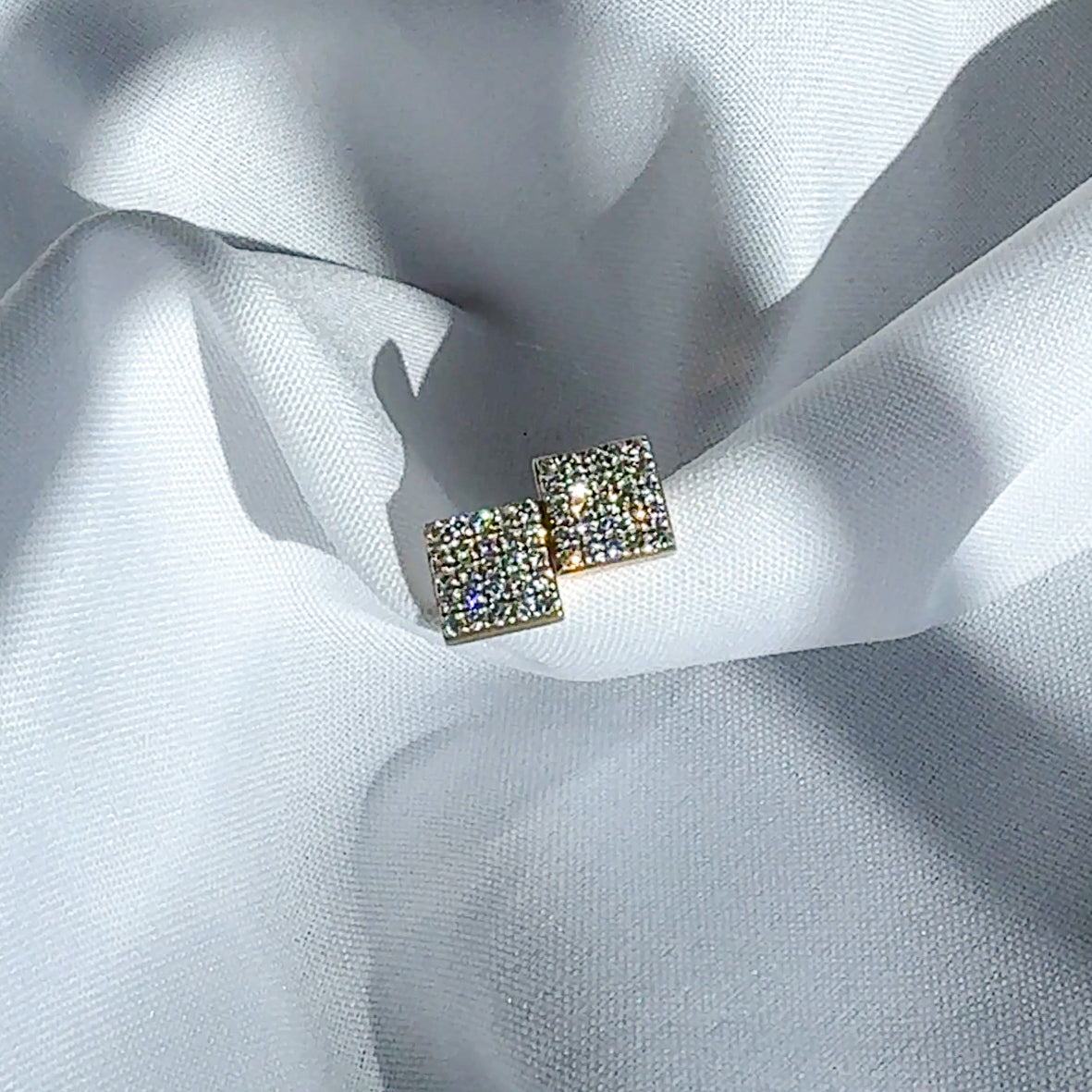 Square Pave Diamond Earrings