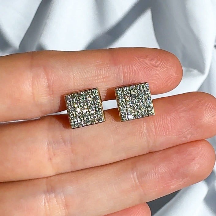 Square Pave Diamond Earrings