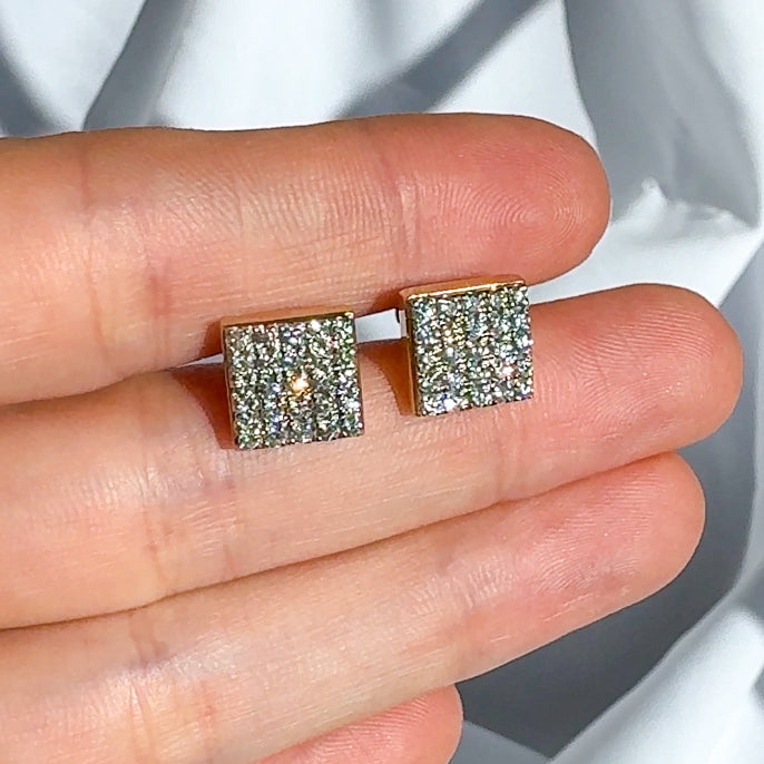 Square Pave Diamond Earrings