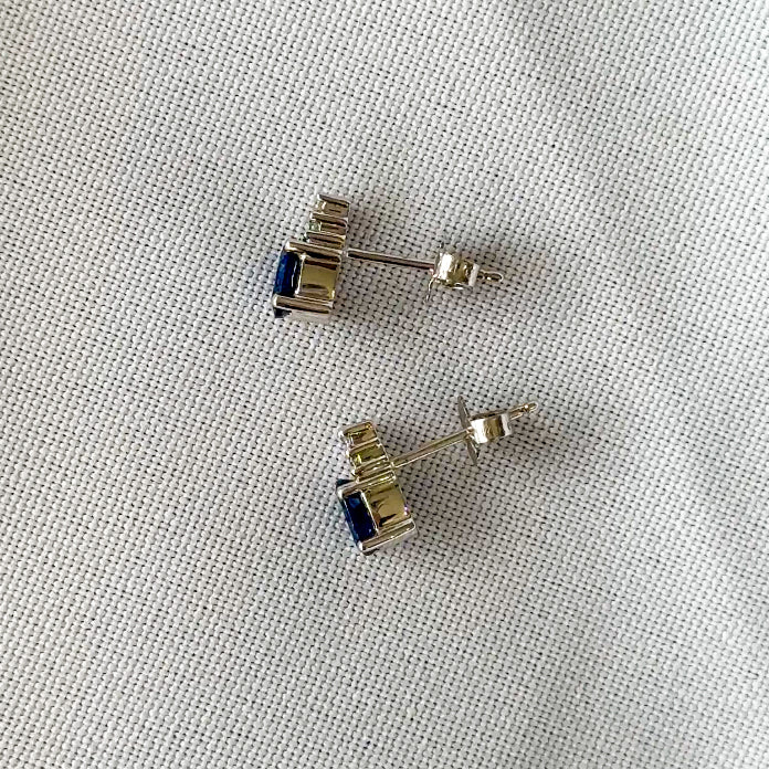 Sapphire and Diamond Stud Earrings