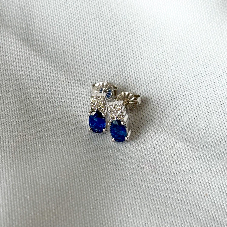 Sapphire and Diamond Stud Earrings
