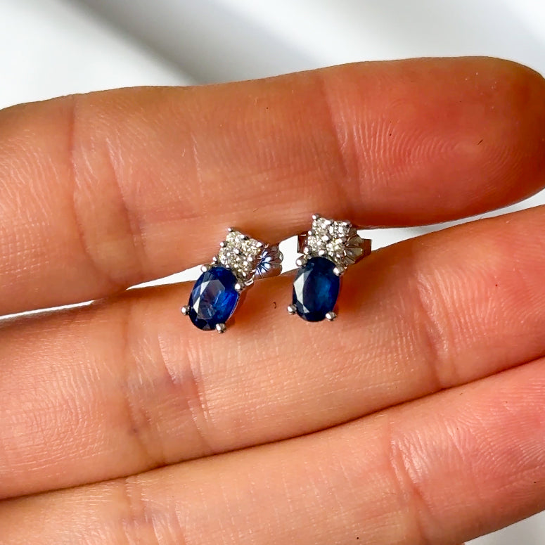 Sapphire and Diamond Stud Earrings