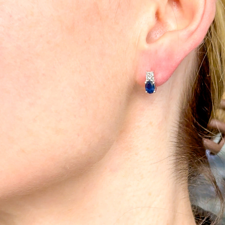 Sapphire and Diamond Stud Earrings