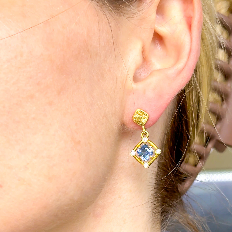 Ceylon Sapphire and Diamond Earrings