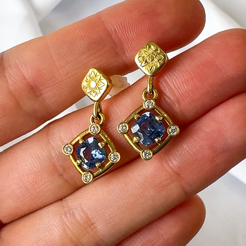 Ceylon Sapphire and Diamond Earrings