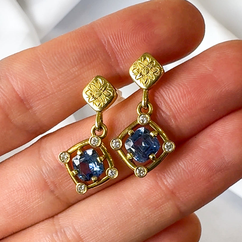 Ceylon Sapphire and Diamond Earrings