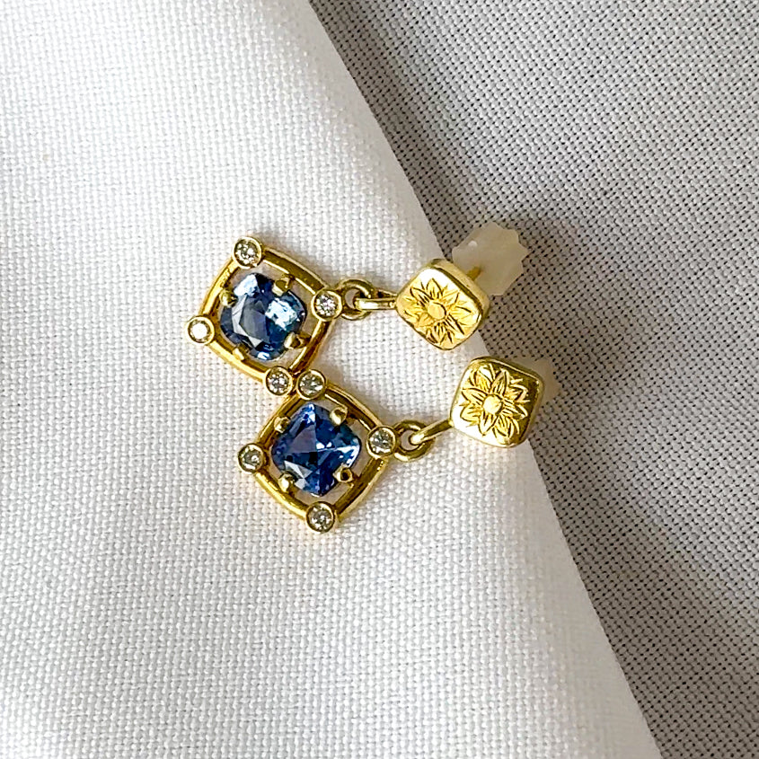 Ceylon Sapphire and Diamond Earrings