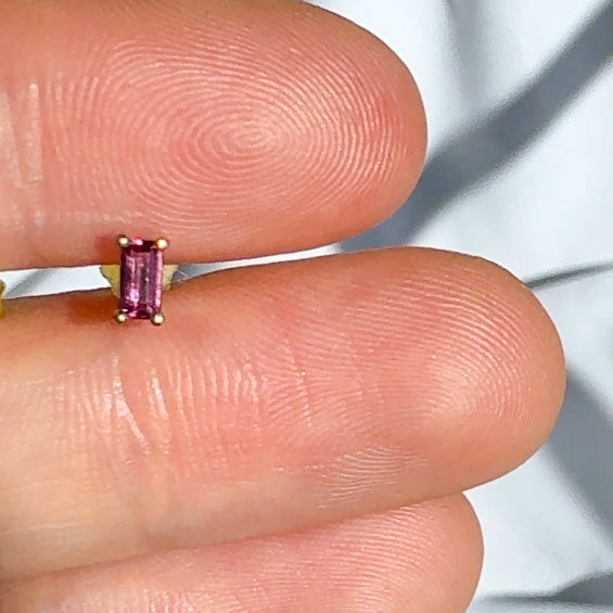 Pink Tourmaline Baguette Studs