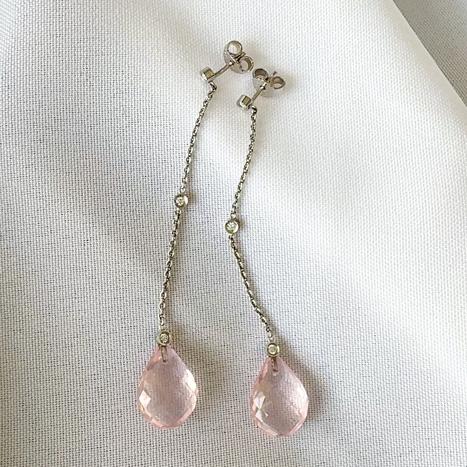 Rose Quartz Briolette Drop Earrings