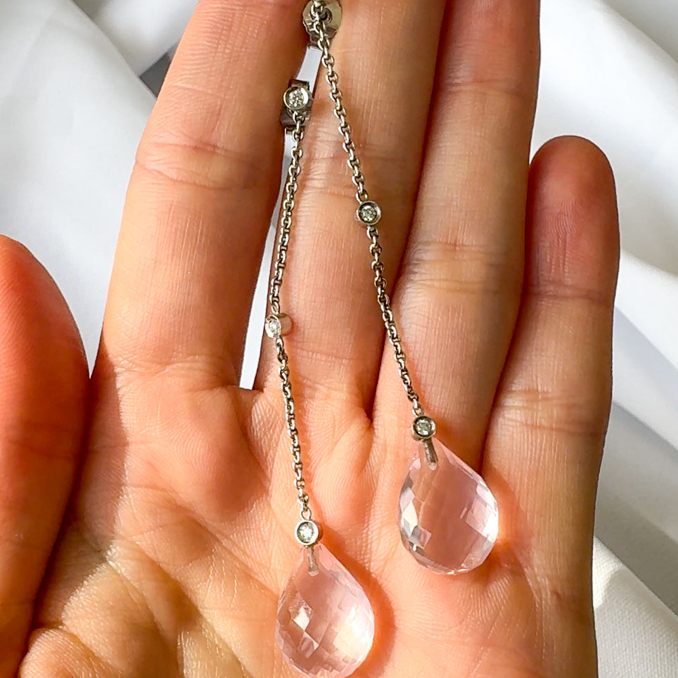 Rose Quartz Briolette Drop Earrings