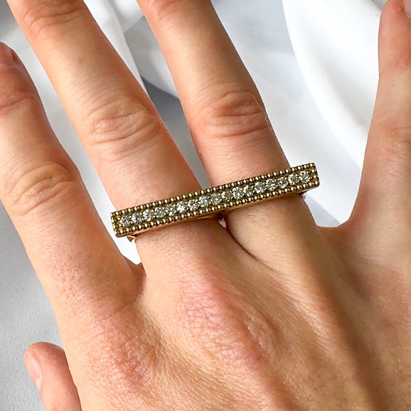 Two Finger Diamond bar Ring