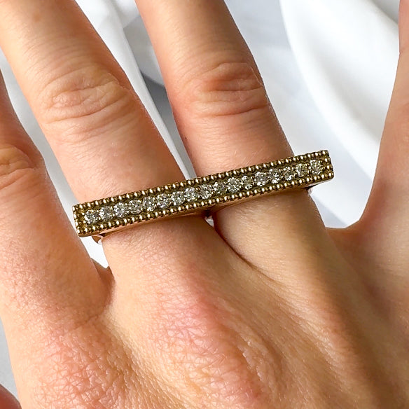 Two Finger Diamond bar Ring